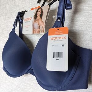 Warner's Women's Bra 34B Blue Lightly Lined Underwire Side Smoothing NWT